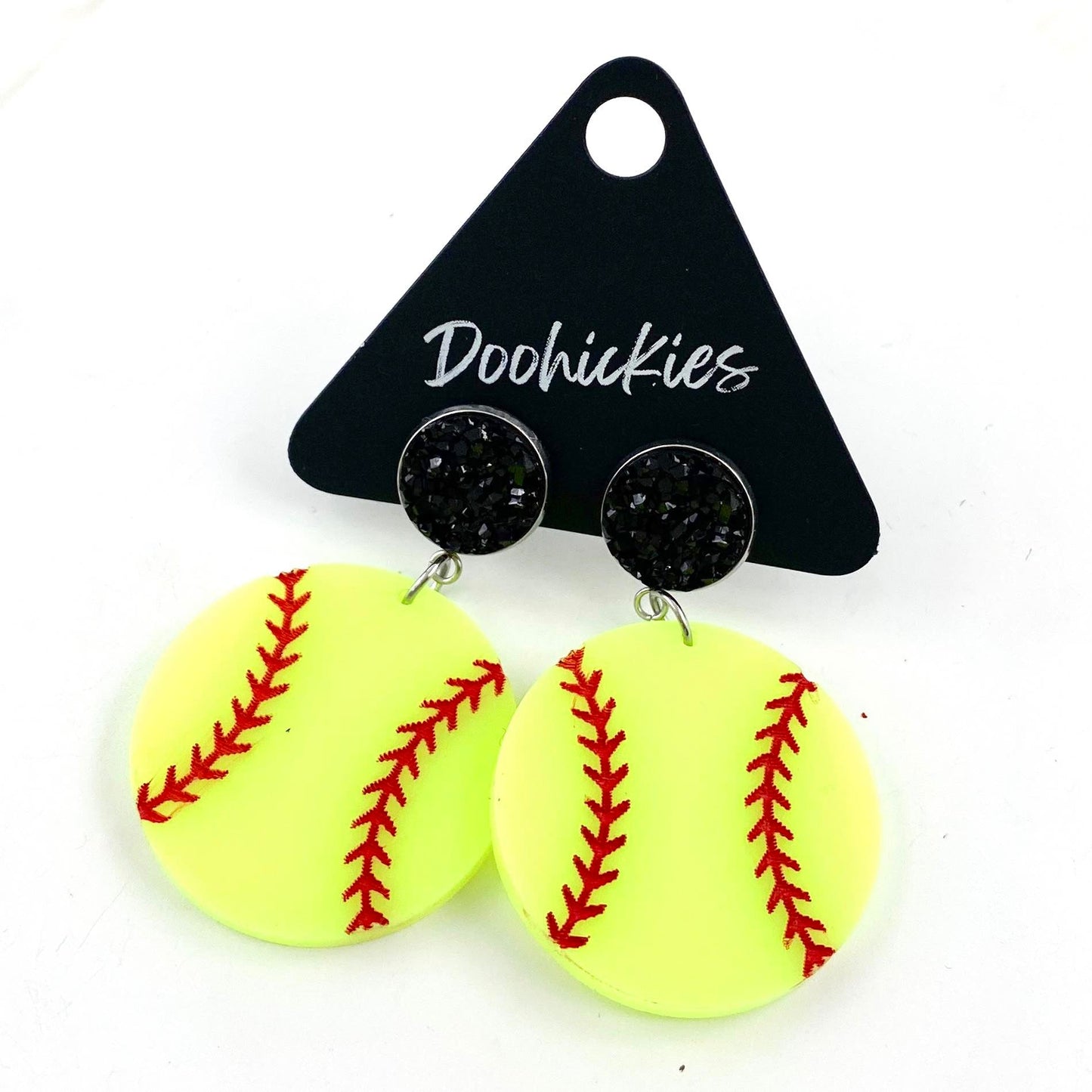 2" Custom Engraved Softball Dangles -Softball Earrings by Doohickies Wholesale