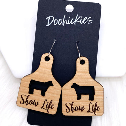 2.25" Show Life Tags -Western Earrings by Doohickies Wholesale