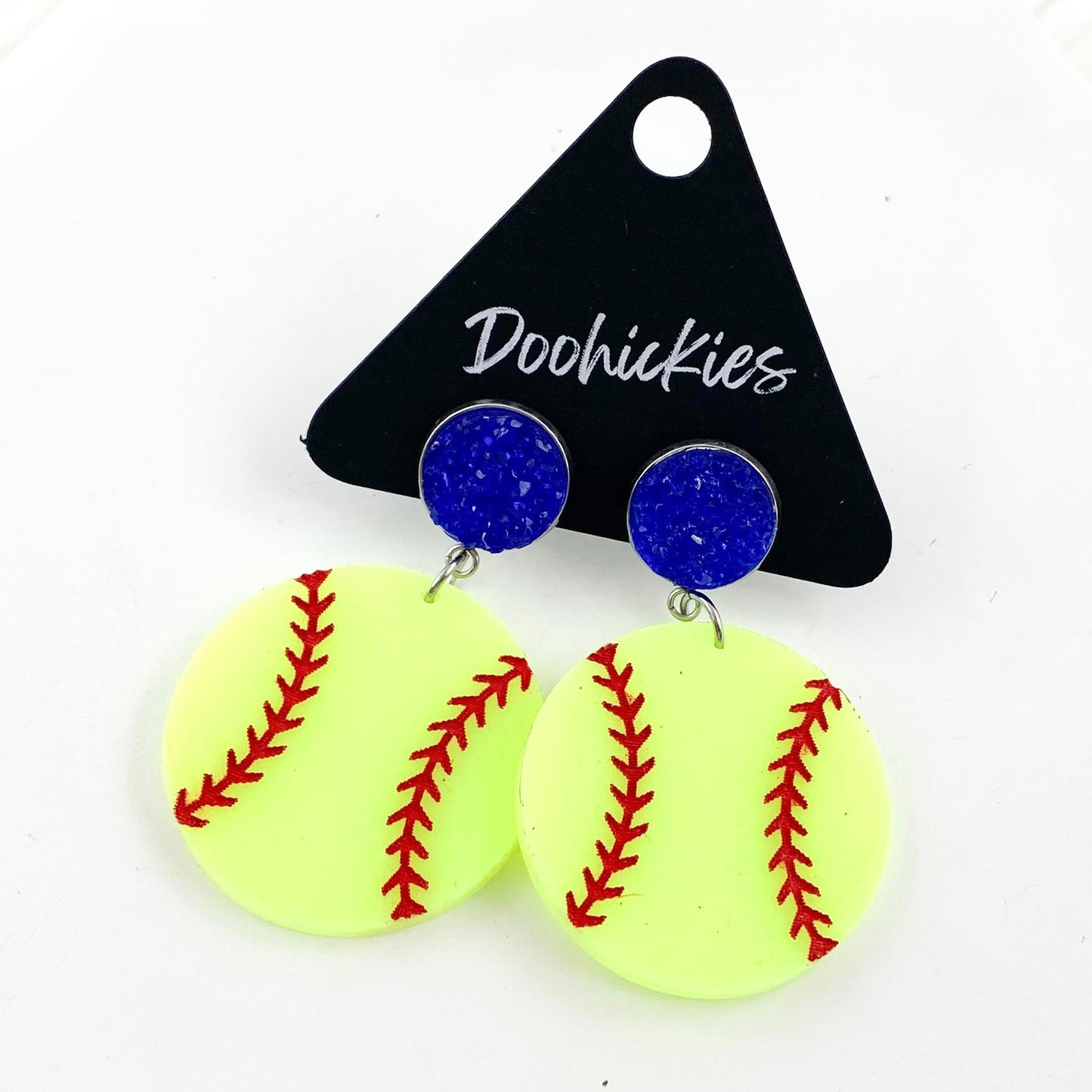 2" Custom Engraved Softball Dangles -Softball Earrings by Doohickies Wholesale