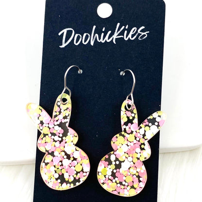 1.5" Confetti Marshmallow Bunnies -Easter Earrings by Doohickies Wholesale