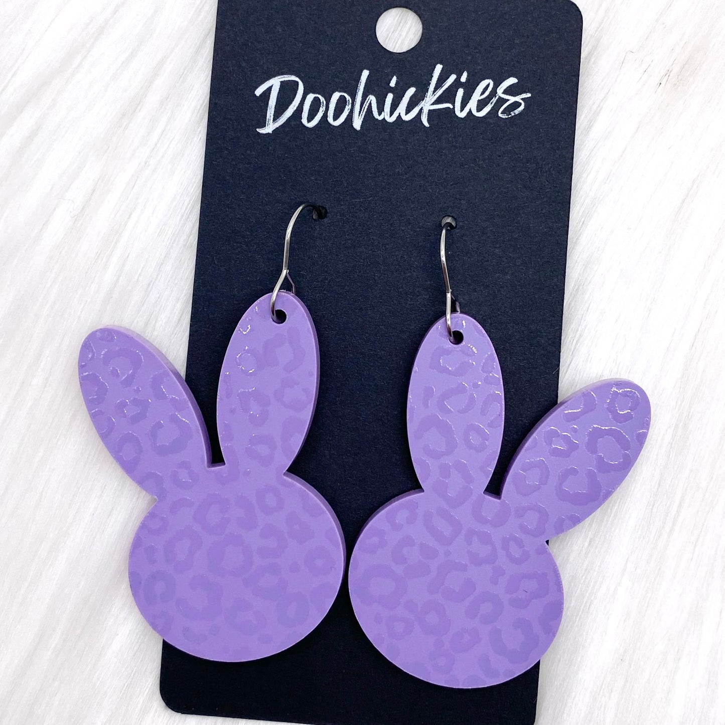 2.5" Pastel Leopard Bunny Heads -Easter Earrings by Doohickies Wholesale