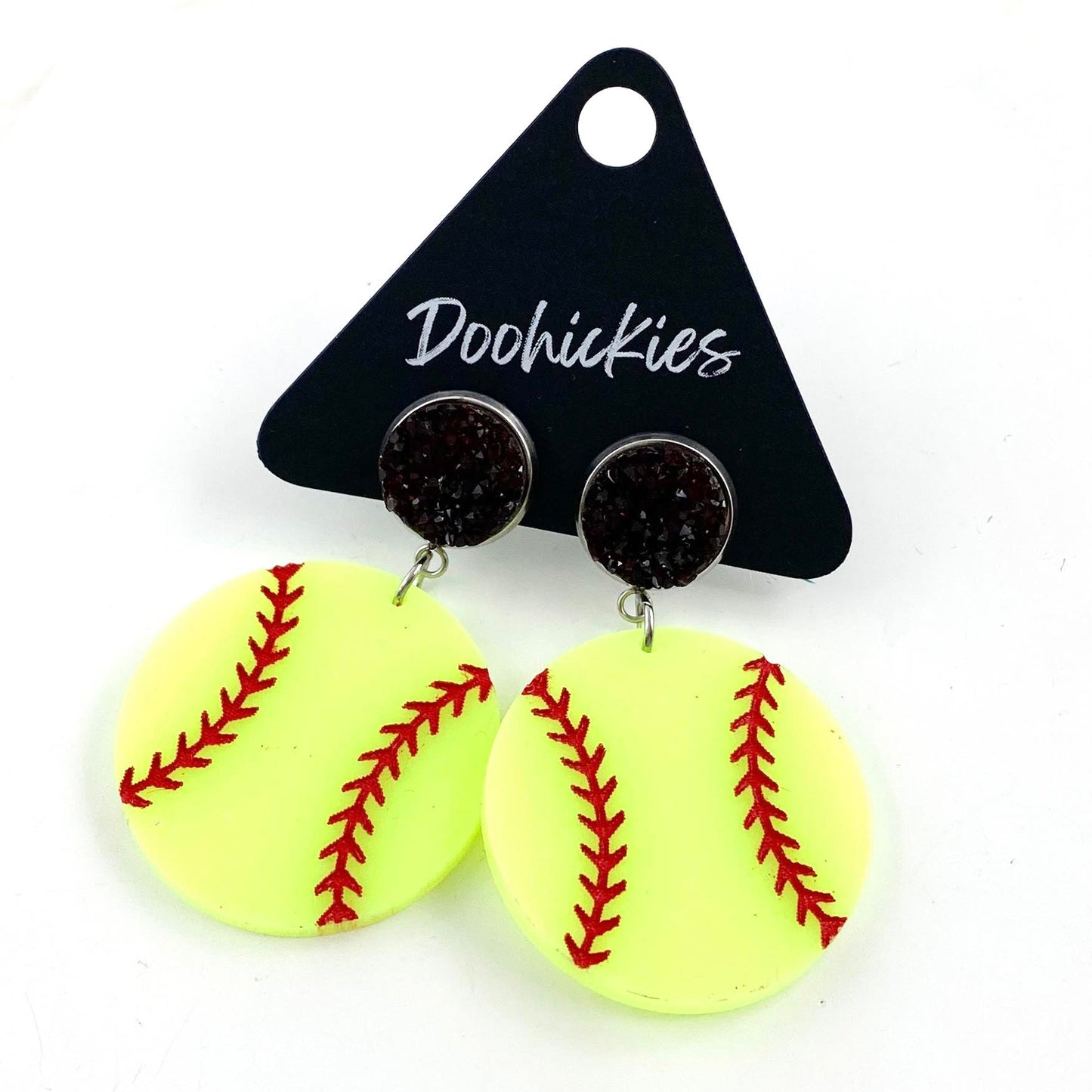 2" Custom Engraved Softball Dangles -Softball Earrings by Doohickies Wholesale