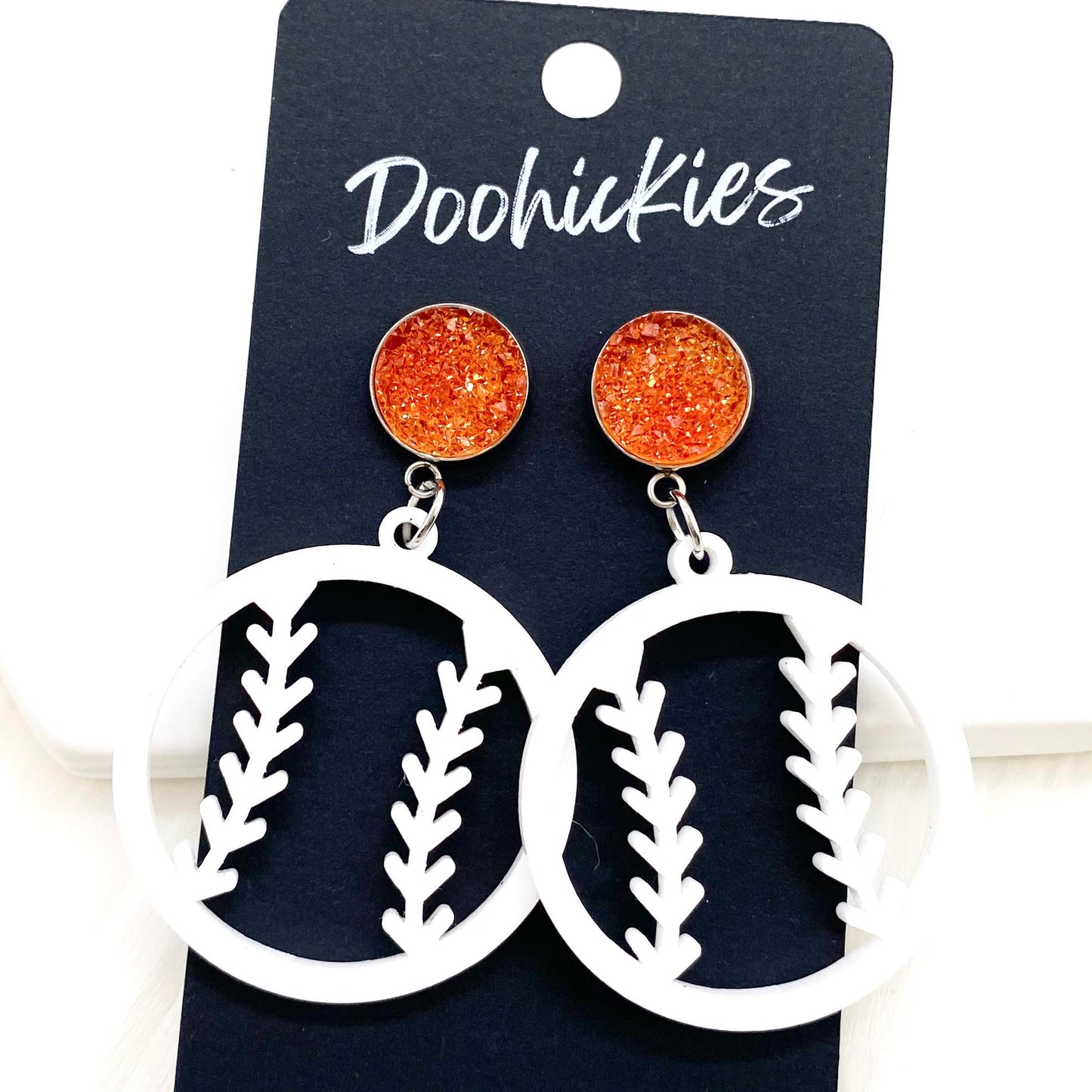 2" Custom Cutout Baseball Dangles -Baseball Earrings by Doohickies Wholesale