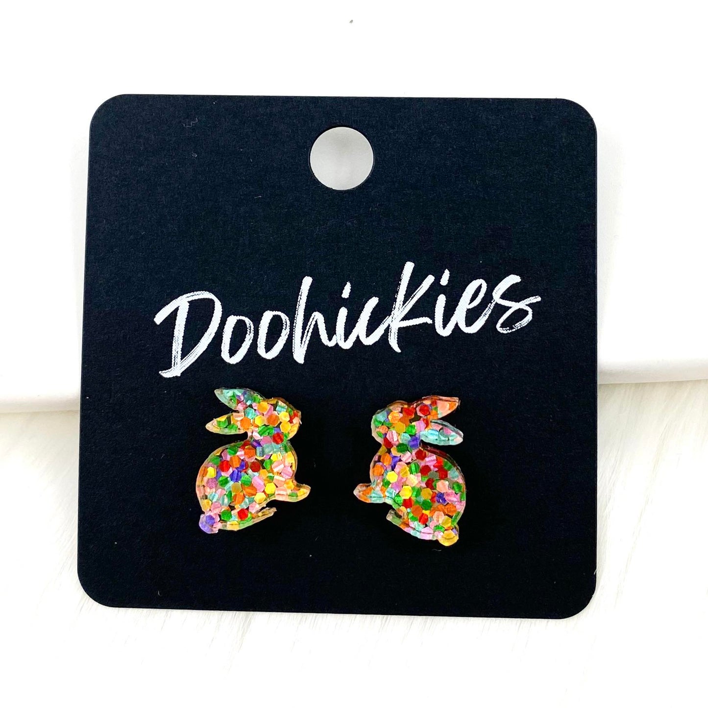 15mm Daisy Candy Rabbits -Easter Earrings by Doohickies Wholesale