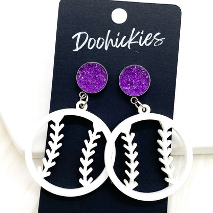 2" Custom Cutout Baseball Dangles -Baseball Earrings by Doohickies Wholesale