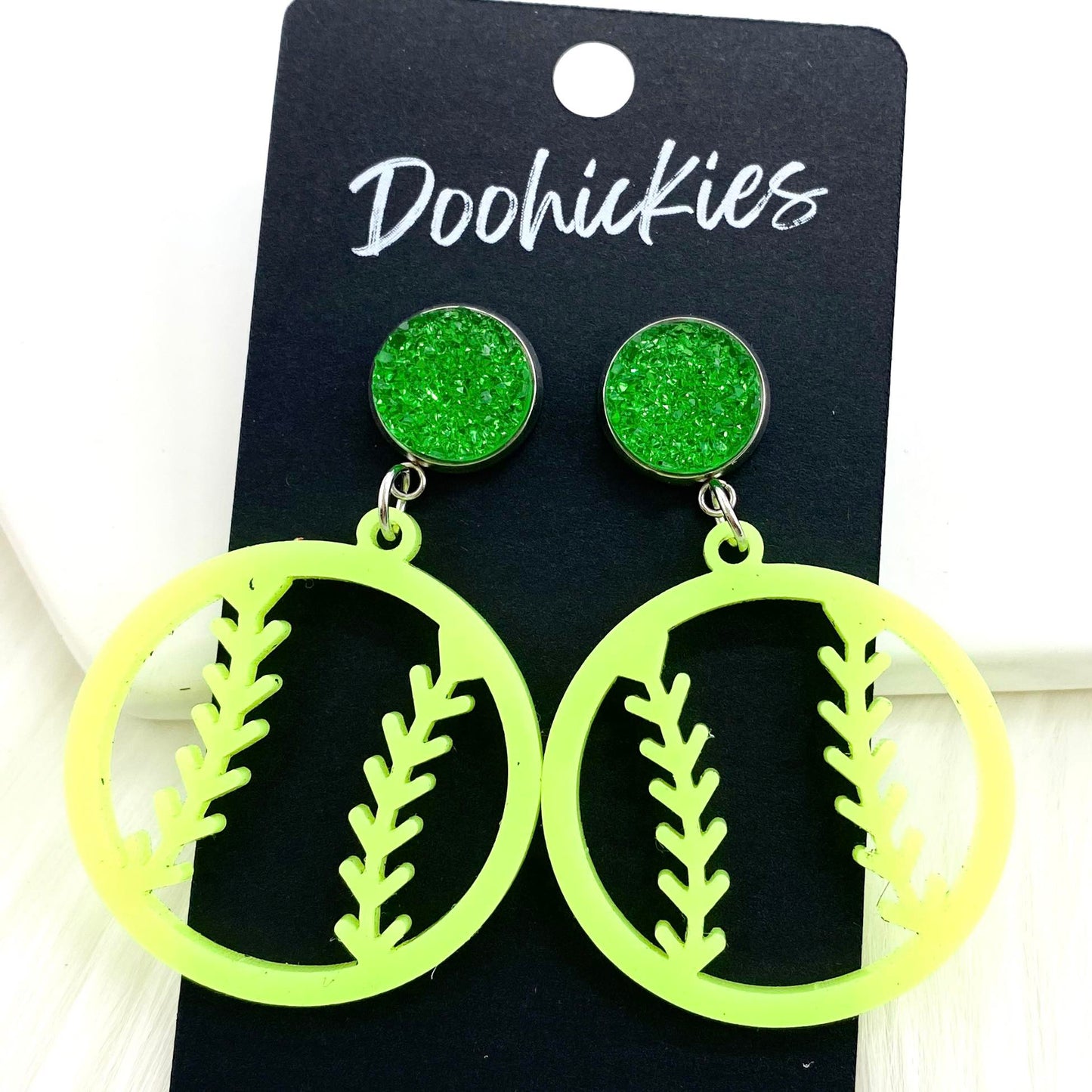 2" Custom Cutout Softball Dangles -Softball Earrings by Doohickies Wholesale