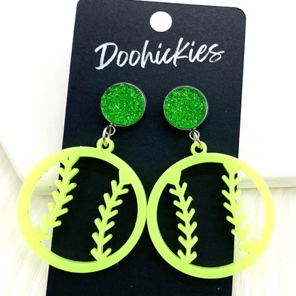 2" Custom Cutout Softball Dangles -Softball Earrings by Doohickies Wholesale