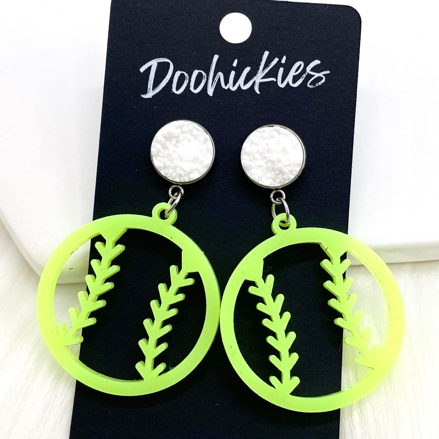 2" Custom Cutout Softball Dangles -Softball Earrings by Doohickies Wholesale