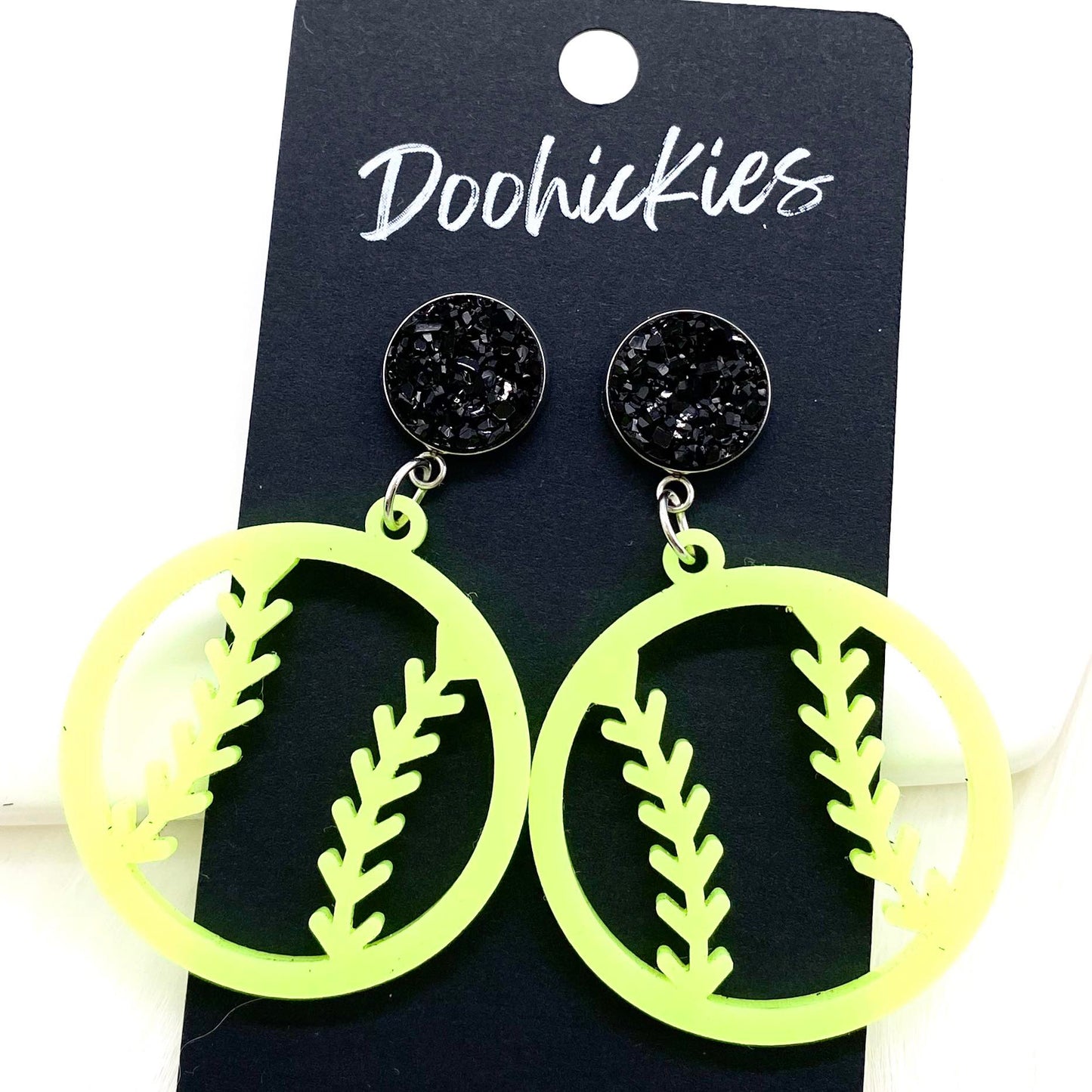 2" Custom Cutout Softball Dangles -Softball Earrings by Doohickies Wholesale