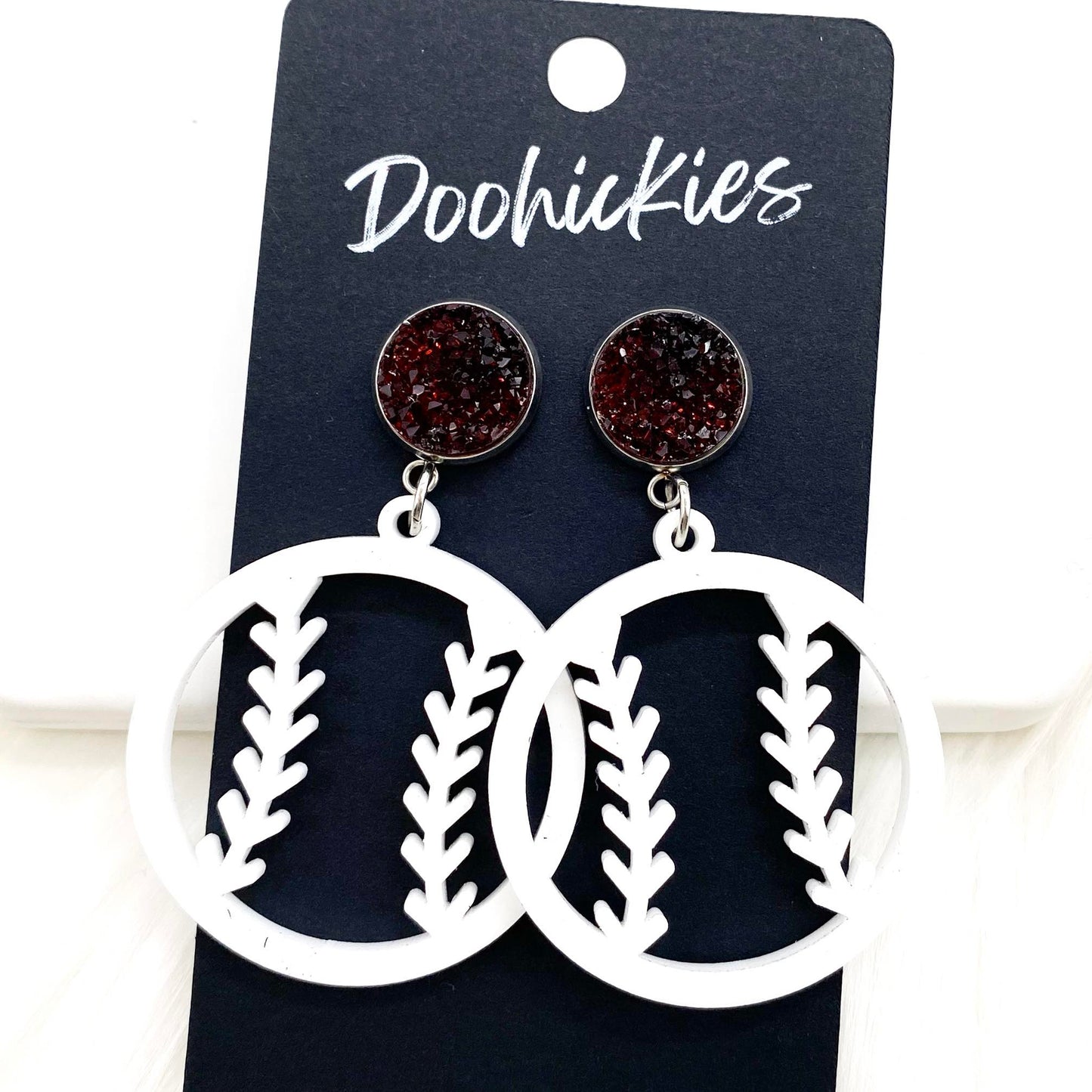 2" Custom Cutout Baseball Dangles -Baseball Earrings by Doohickies Wholesale