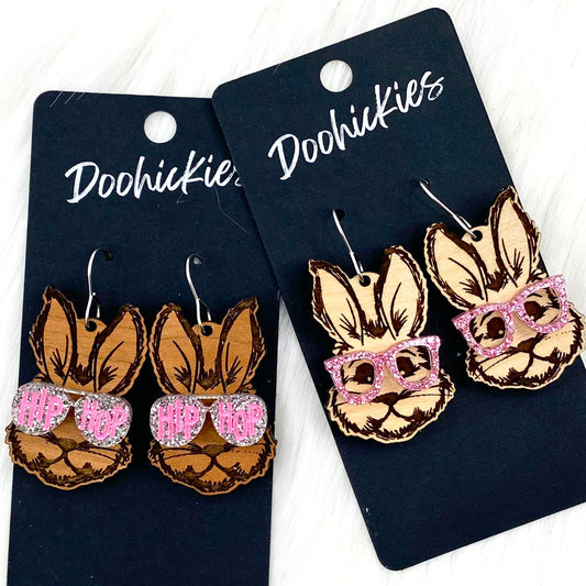 1.75" Cool Bunnies -Easter Earrings by Doohickies Wholesale