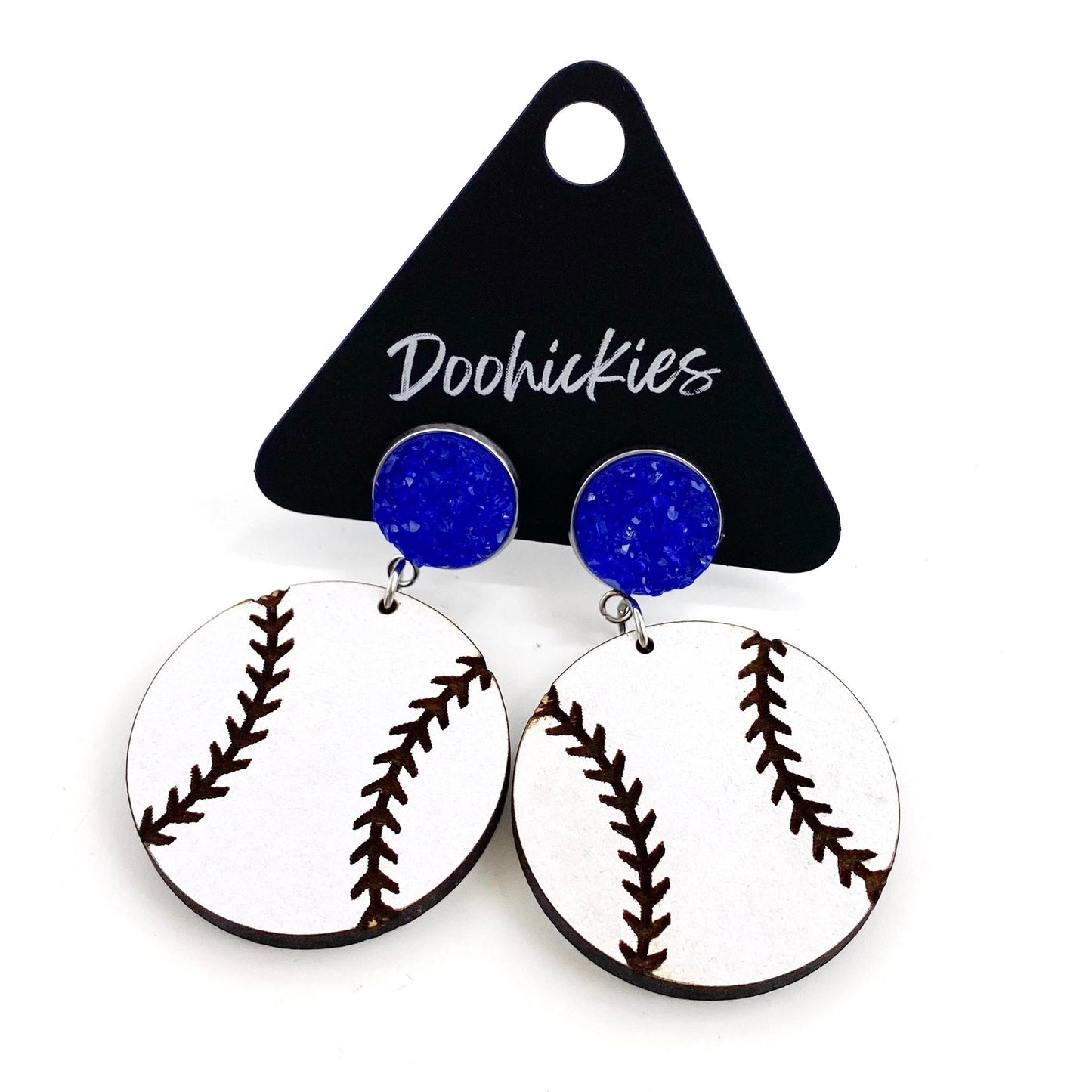 2" Custom Engraved Baseball Dangles -Baseball Earrings by Doohickies Wholesale