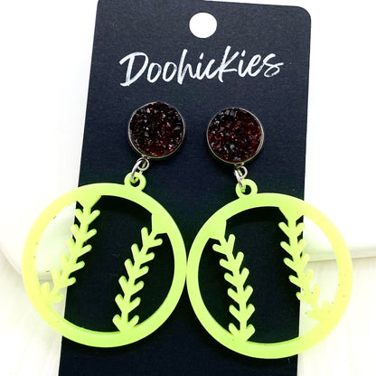 2" Custom Cutout Softball Dangles -Softball Earrings by Doohickies Wholesale