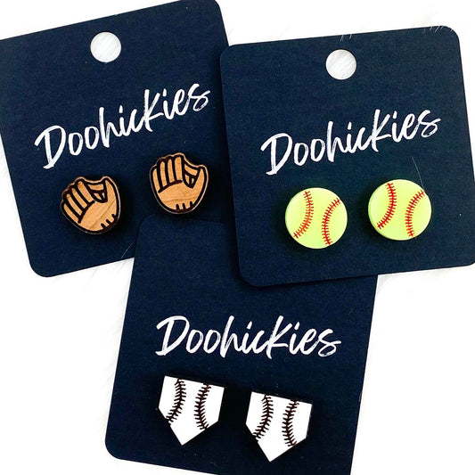 Softball Gear Studs -Sports Earrings by Doohickies Wholesale