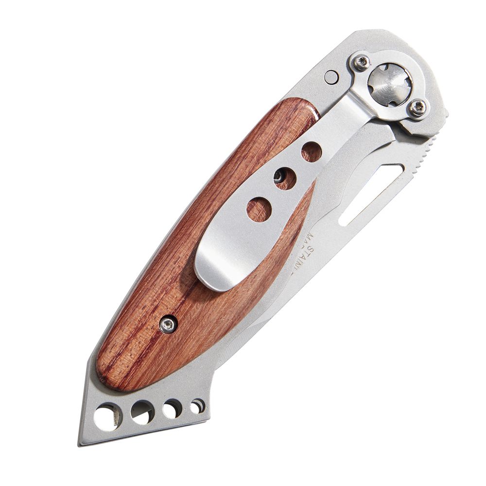 Ss Locking Pocket Knife W/wood Handle 4.625" L by Creative Gifts