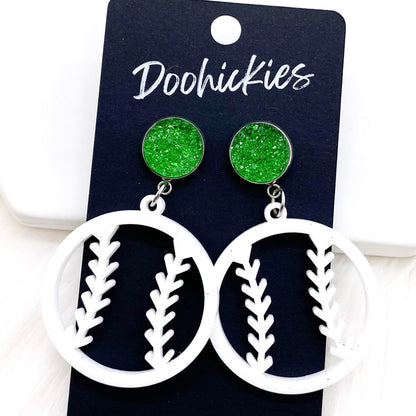 2" Custom Cutout Baseball Dangles -Baseball Earrings by Doohickies Wholesale