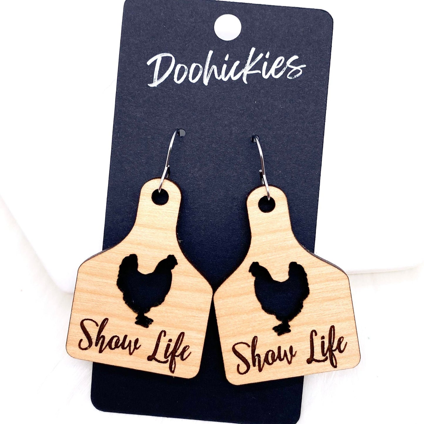 2.25" Show Life Tags -Western Earrings by Doohickies Wholesale