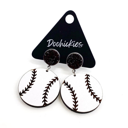 2" Custom Engraved Baseball Dangles -Baseball Earrings by Doohickies Wholesale