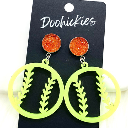 2" Custom Cutout Softball Dangles -Softball Earrings by Doohickies Wholesale