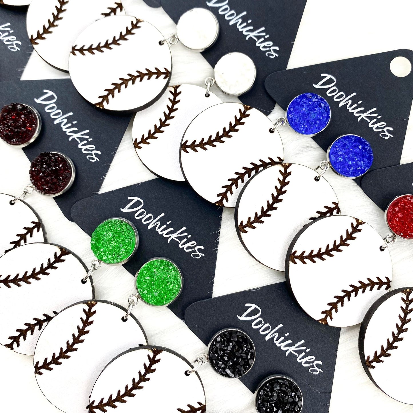 2" Custom Engraved Baseball Dangles -Baseball Earrings by Doohickies Wholesale