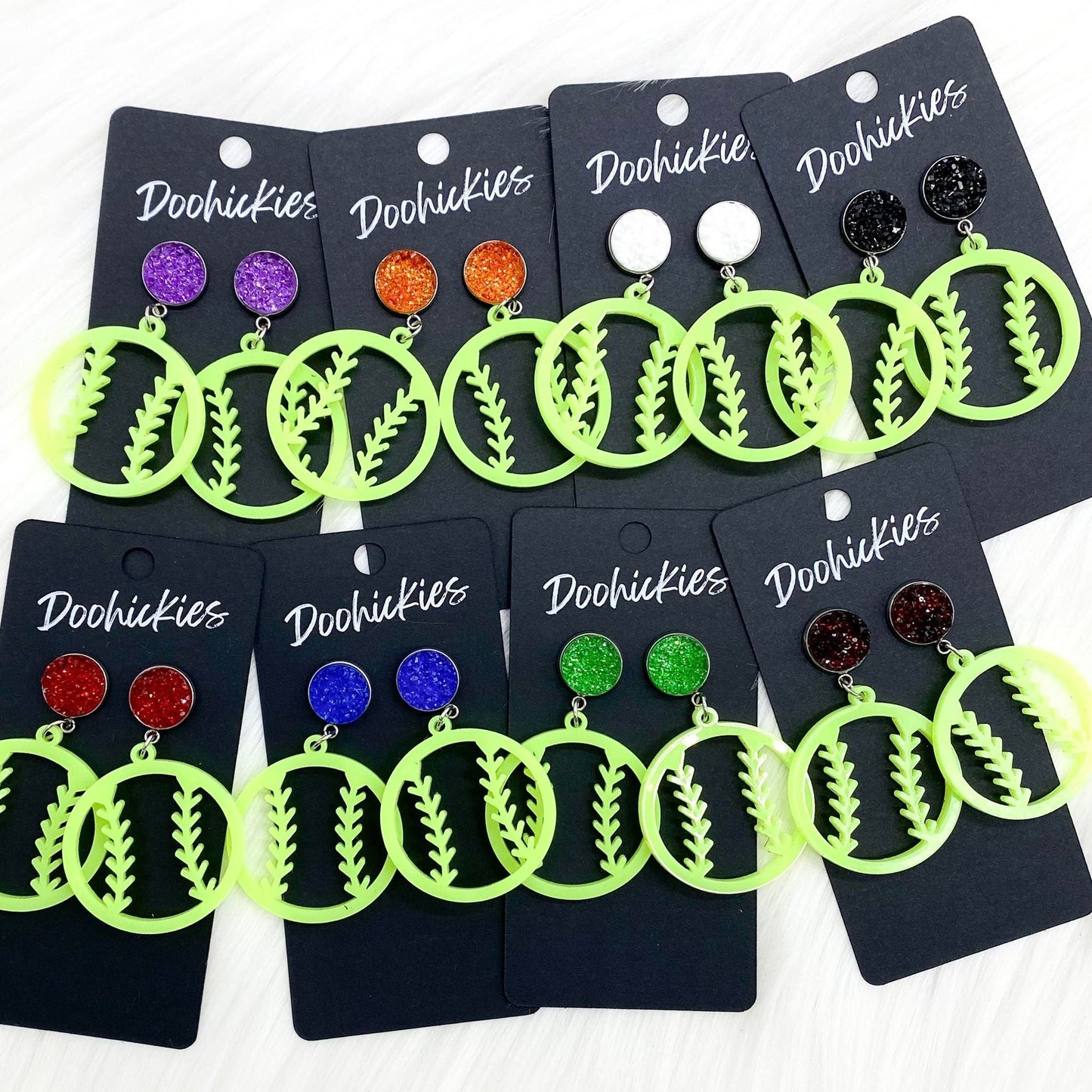 2" Custom Cutout Softball Dangles -Softball Earrings by Doohickies Wholesale