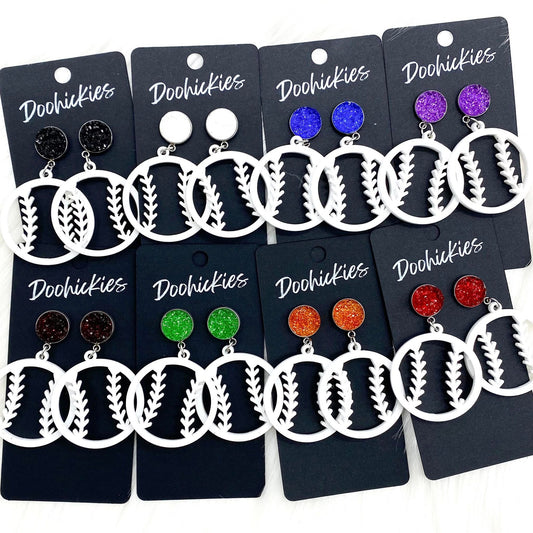 2" Custom Cutout Baseball Dangles -Baseball Earrings by Doohickies Wholesale