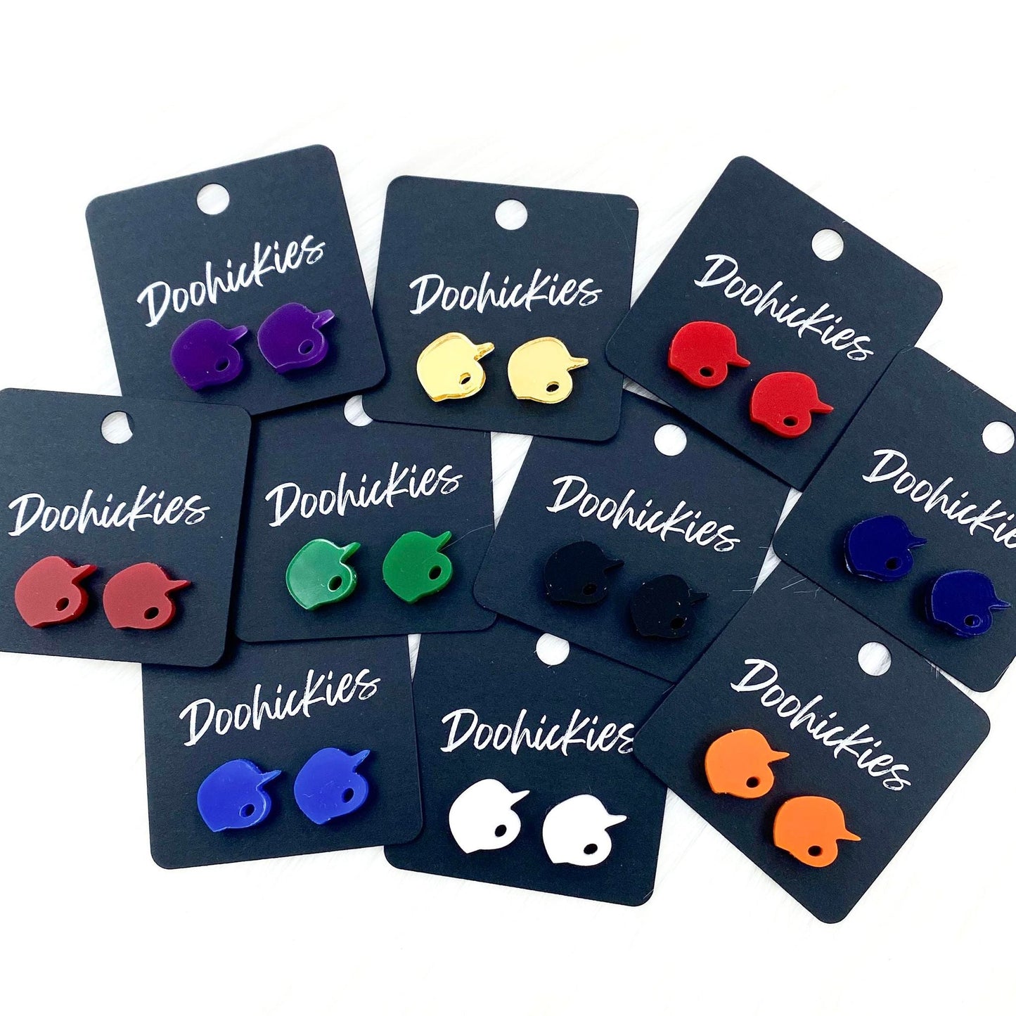 13mm Custom Ball Helmet Studs -Sports Earrings by Doohickies Wholesale