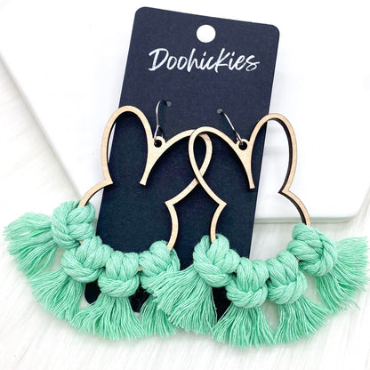 3" Pastel Bunny Macrame -Easter Statement Earrings by Doohickies Wholesale