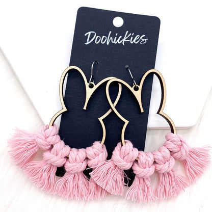 3" Pastel Bunny Macrame -Easter Statement Earrings by Doohickies Wholesale