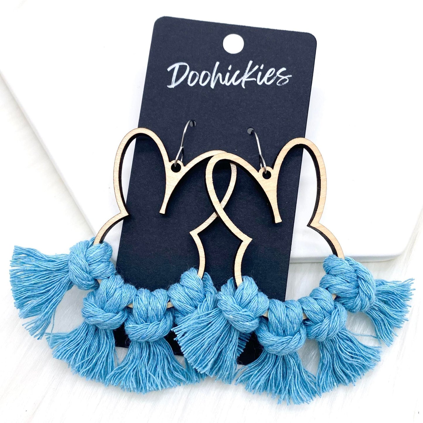 3" Pastel Bunny Macrame -Easter Statement Earrings by Doohickies Wholesale