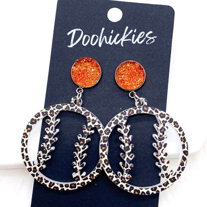 2" Custom Leopard Baseball Dangles- Sports Earrings by Doohickies Wholesale