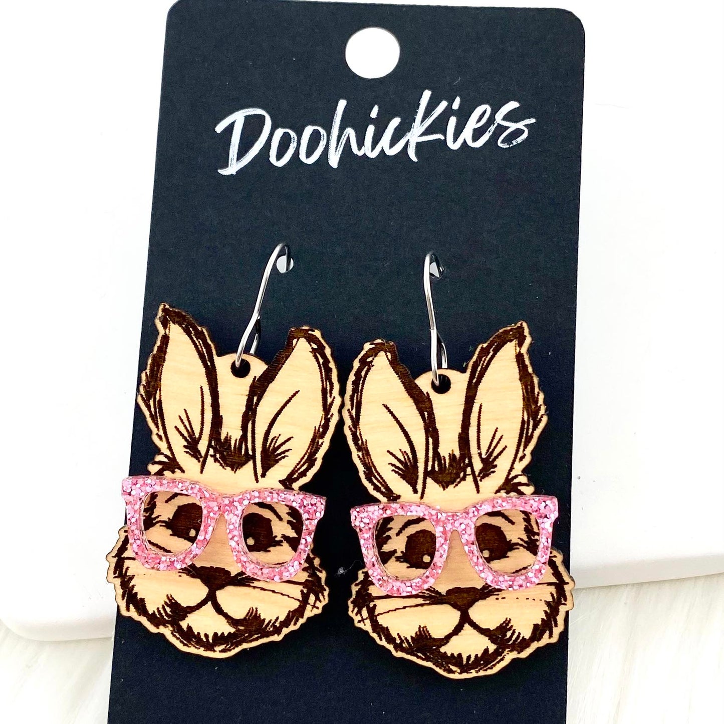 1.75" Cool Bunnies -Easter Earrings by Doohickies Wholesale