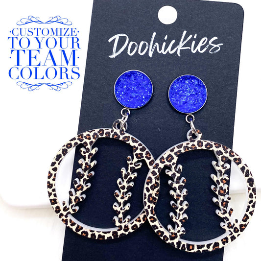 2" Custom Leopard Baseball Dangles- Sports Earrings by Doohickies Wholesale