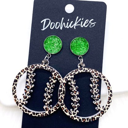 2" Custom Leopard Baseball Dangles- Sports Earrings by Doohickies Wholesale