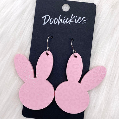 2.5" Pastel Leopard Bunny Heads -Easter Earrings by Doohickies Wholesale