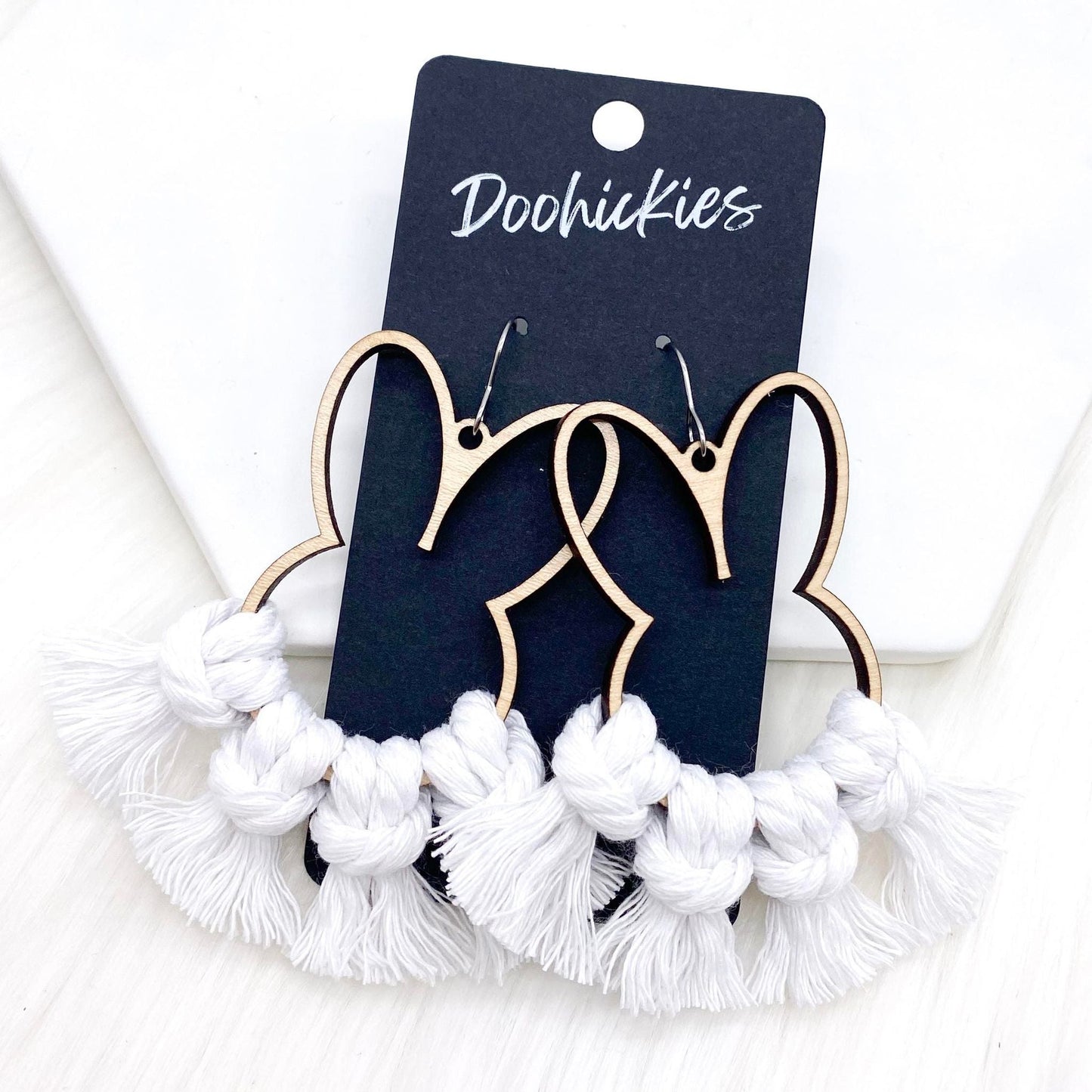 3" Pastel Bunny Macrame -Easter Statement Earrings by Doohickies Wholesale