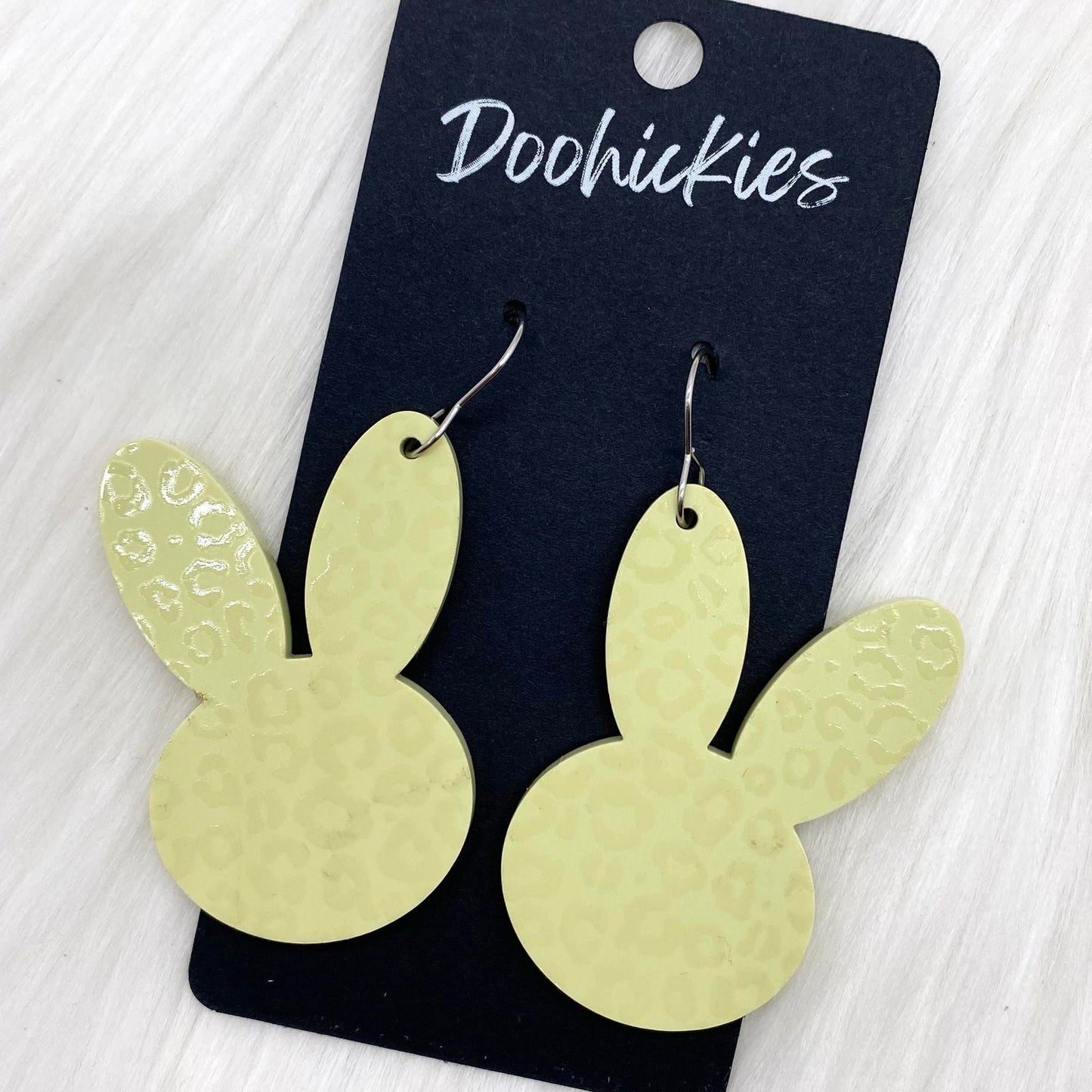 2.5" Pastel Leopard Bunny Heads -Easter Earrings by Doohickies Wholesale