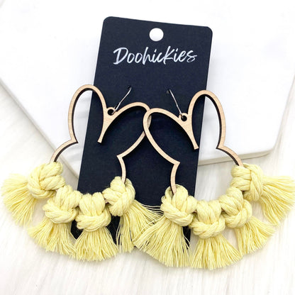 3" Pastel Bunny Macrame -Easter Statement Earrings by Doohickies Wholesale