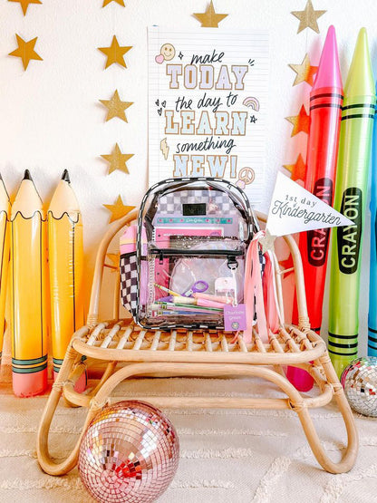 Kids Clear Checkered Backpack by Big Little Wish