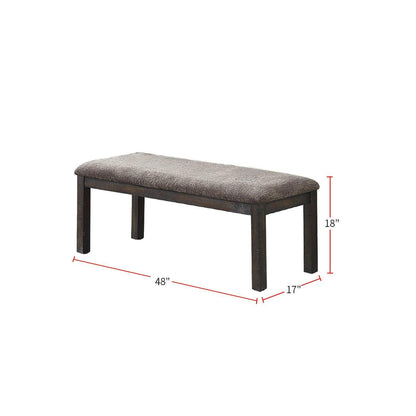 Simple Elegant Design Wooden 1pc Bench Only Dining Room Cushion Seats Dark Grey Finish Solid wood Bench