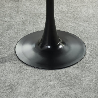 Modern 31.5" Dining Table with Round Top and Pedestal Base in bLack color