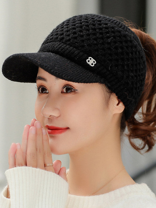 Original Solid Warm Hole Knitting Hat by migunica