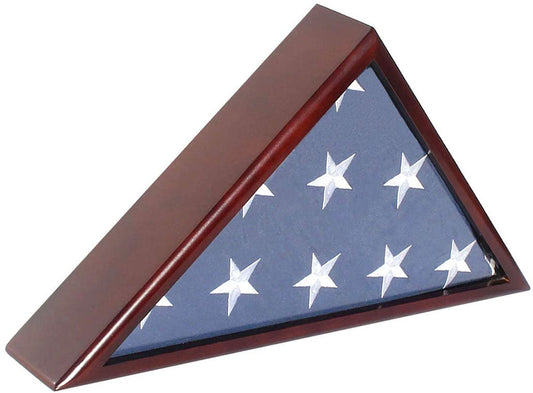 Solid Wood Memorial Flag Case Frame Display Case for 5x9.5' Flag Folded for Funeral or Burial Flag by The Military Gift Store