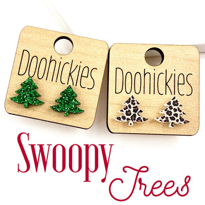 15mm Swoopy Tree Studs - Christmas Earrings by Doohickies Wholesale