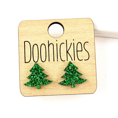 15mm Swoopy Tree Studs - Christmas Earrings by Doohickies Wholesale