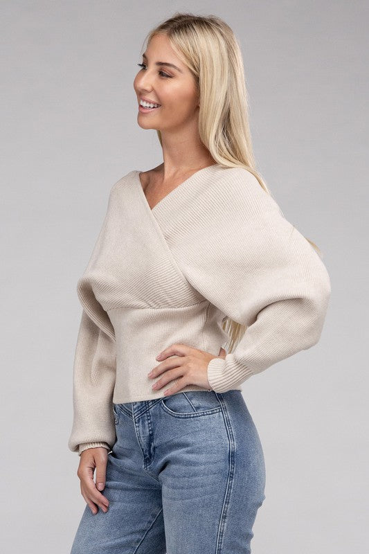 Viscose Cross Wrap Pullover Sweater by BlakWardrob