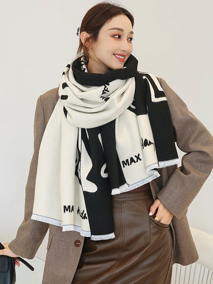 Urban Letter Tasseled Imitated Cashmere Shawl&Scarf by migunica