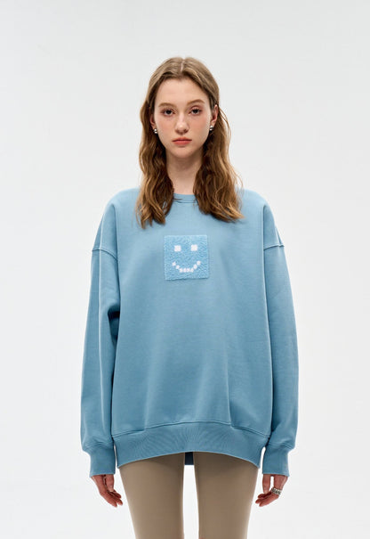 "Pixel" Fog Blue Sweatshirt by Amoo