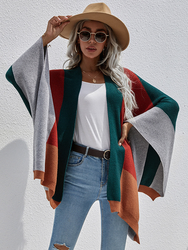 Original Creation Contrast Color Striped Sweater Tops Cardigan Coats by migunica