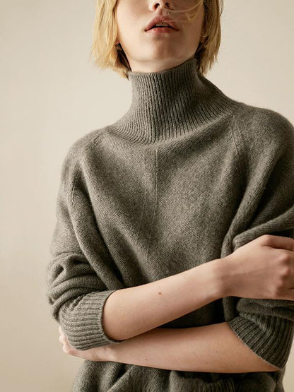 Warm Knitting High-neck Sweater by migunica